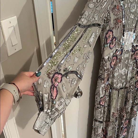 ASOS Gray Floral Long Sleeve Dress - Picture 2 of 5